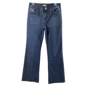 Fashion Bug Jeans Women Size 10 Average Dark Wash Denim Boot Embroidered Pockets